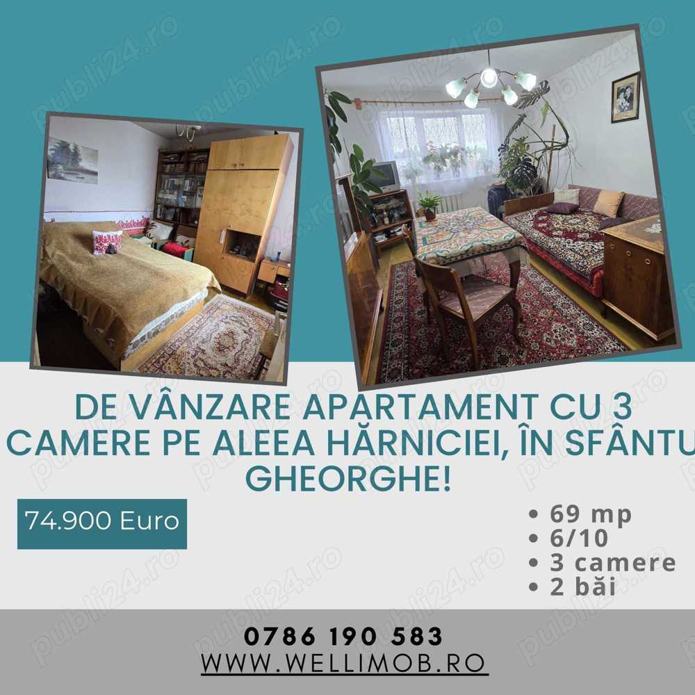 De vânzare apartament cu 3 camere pe Aleea Hărniciei, în Sfântu Gheorghe! 