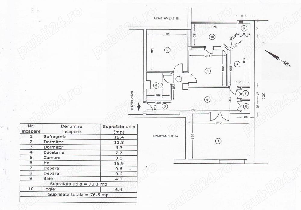 Apartament 3 camere Piata Daciei 