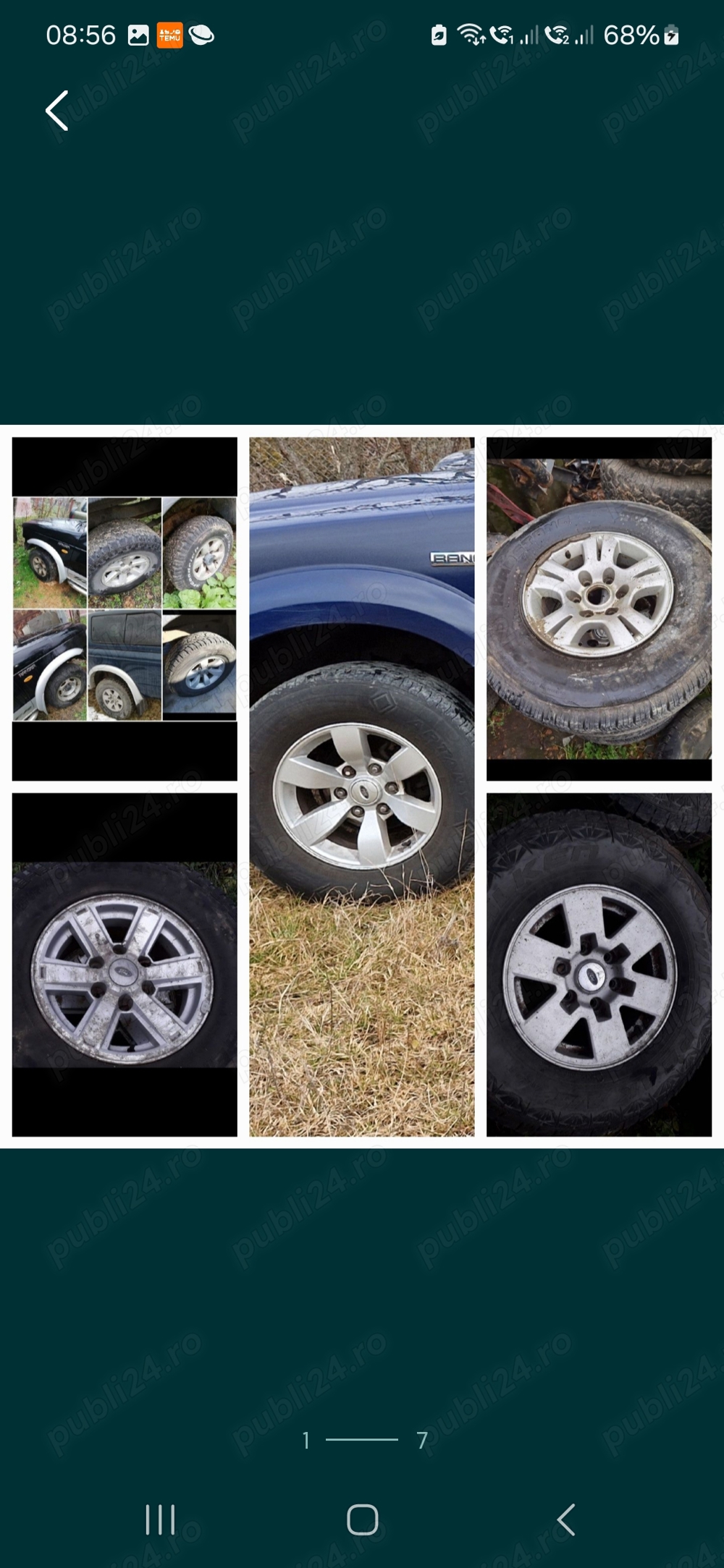 jante aliaj fier otel tabla anvelope 265 245 70 15 ford ranger mazda bt50 b2500