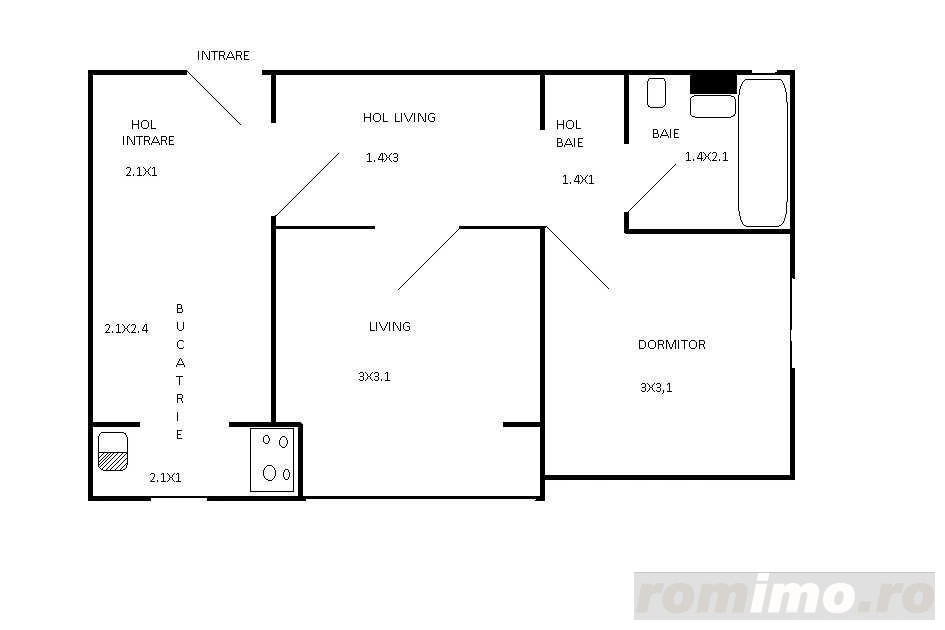 Apartament de vanzare trivale 2 camere complex 1