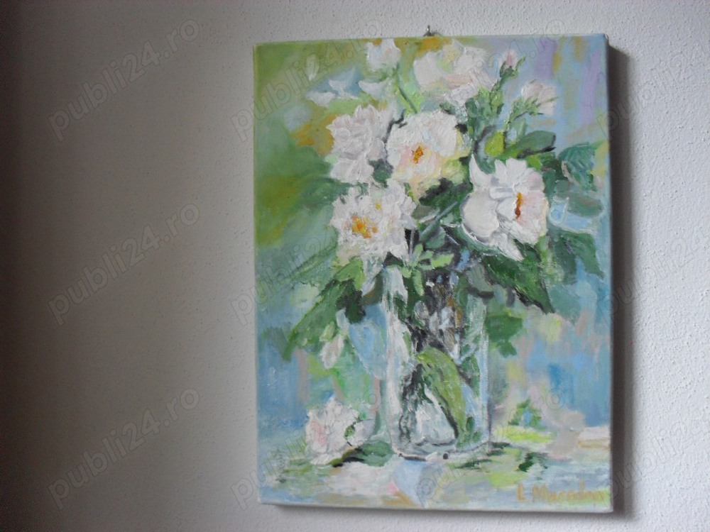 Vas cu trandafiri 1-pictura ulei pe panza