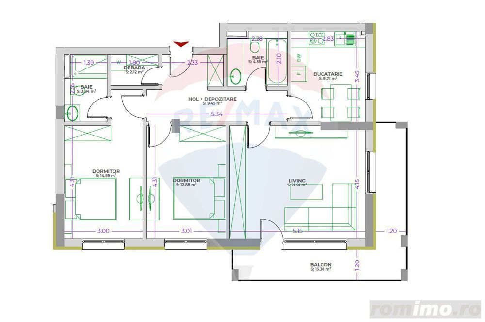 Apartament 3 camere decomandat | ROKMAN | Zona Tractorul