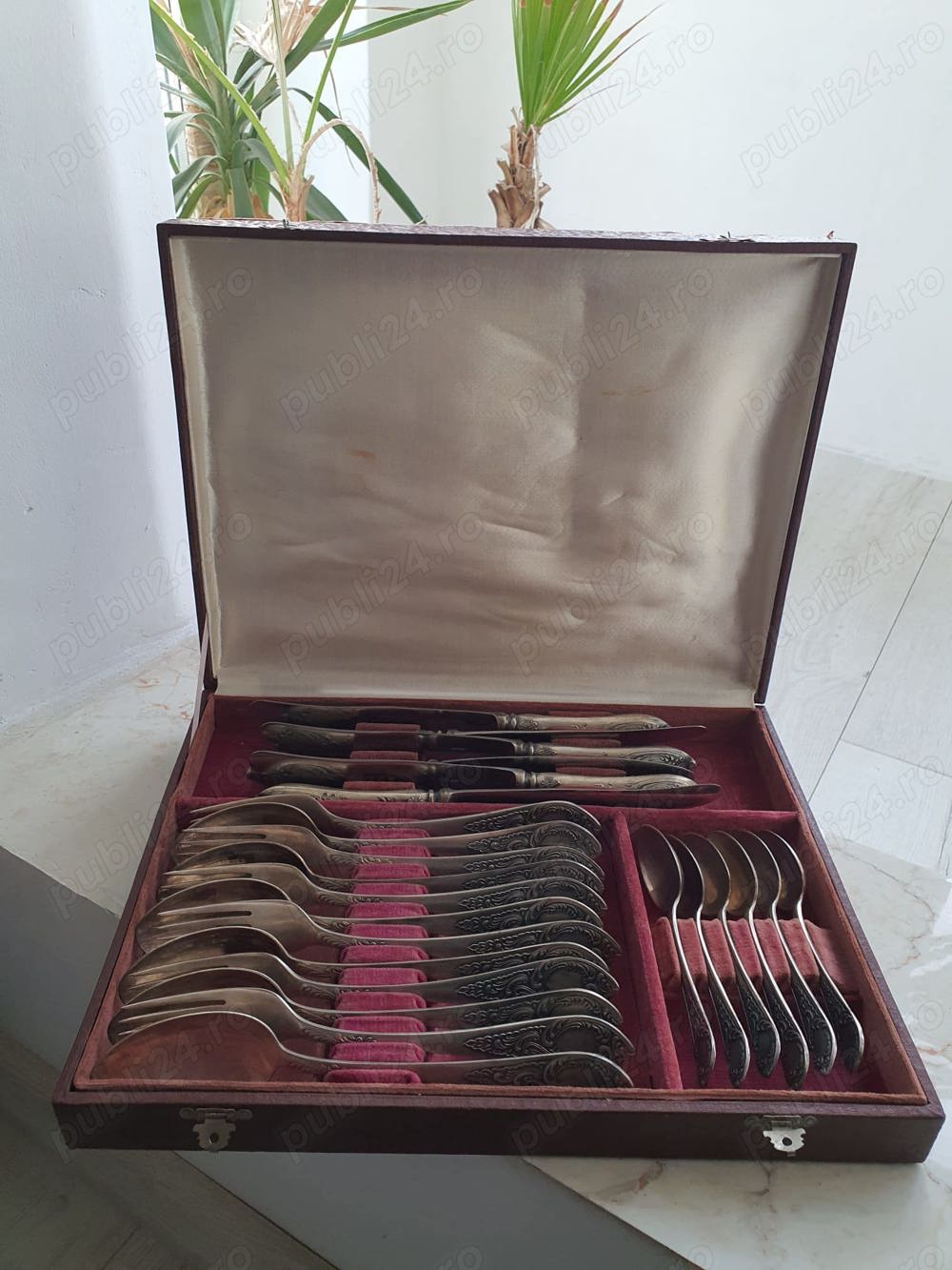 Set tacamuri placate cu ARGINT - 6pers 24 piese anii 1960-1970 Rusia