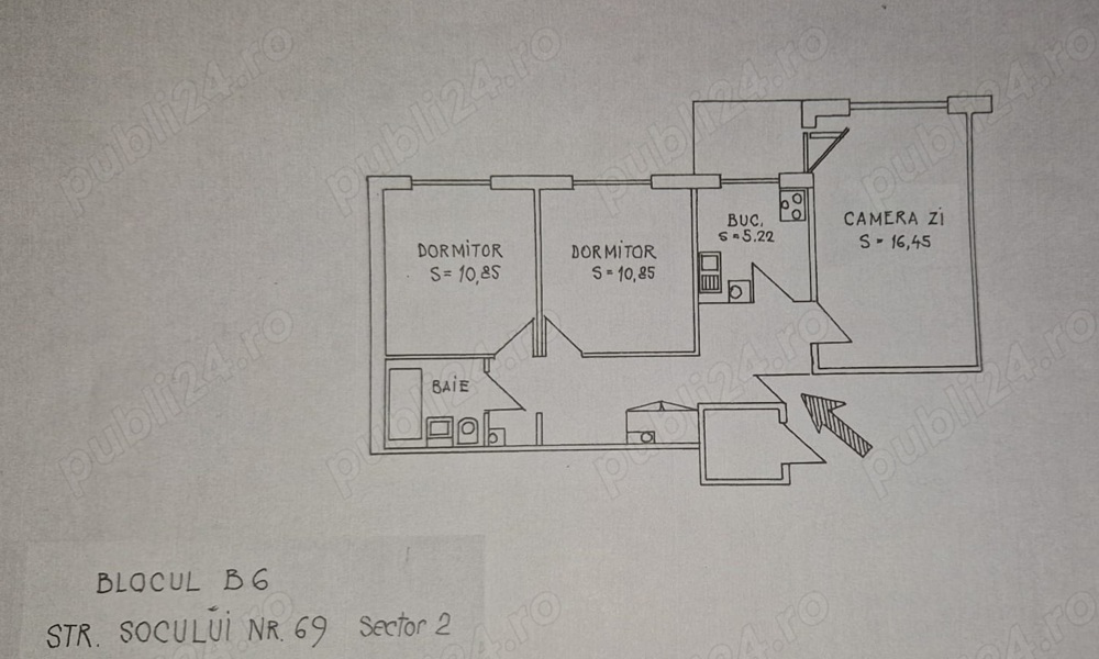 PARTICULAR Vand apartament 3 camere zona Bld Chisinau, sector 2