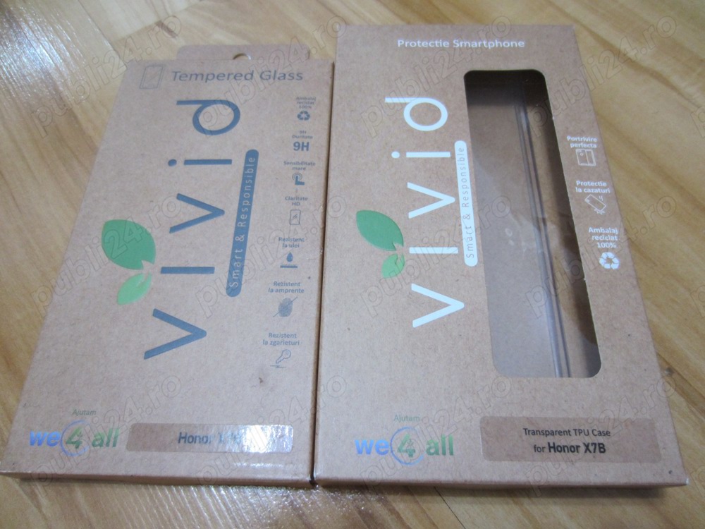 Folie protectie din sticla+husa silicon Honor X7B - NOI,sigilate