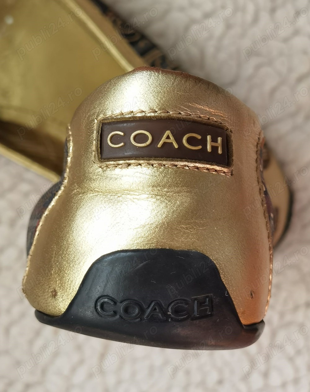 Balerini aurii dama piele naturala firma Coach opincute femei