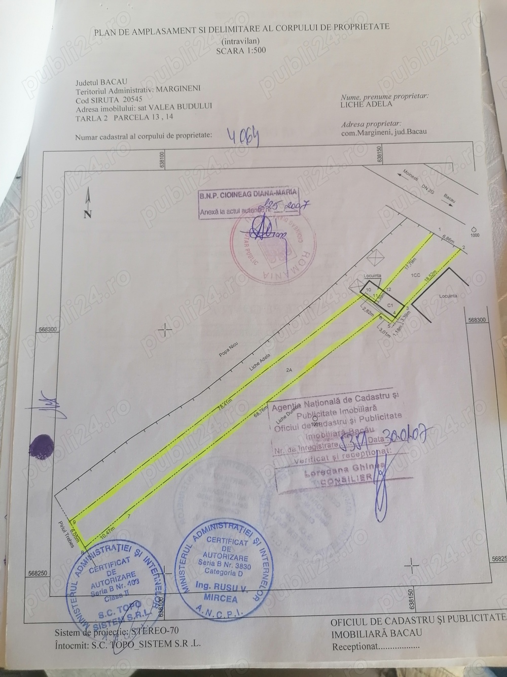 Teren intravilan 580mp,17.800 euro, comuna Margineni,Valea Budului, Jud. Bacău 