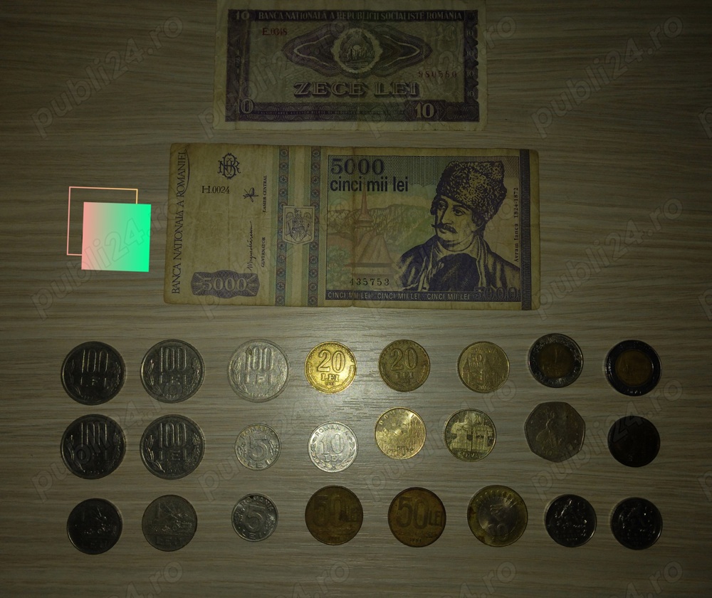 Colectie 24 monede si bancnote romanesti si straine