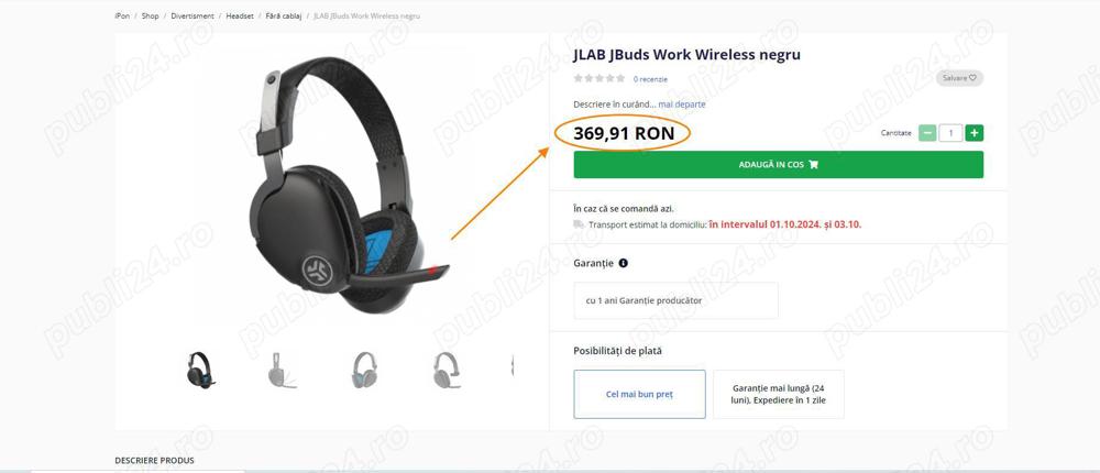 Căști Wireless- Bluetooth JLAB JBuds Work - Negru (Super Pret).