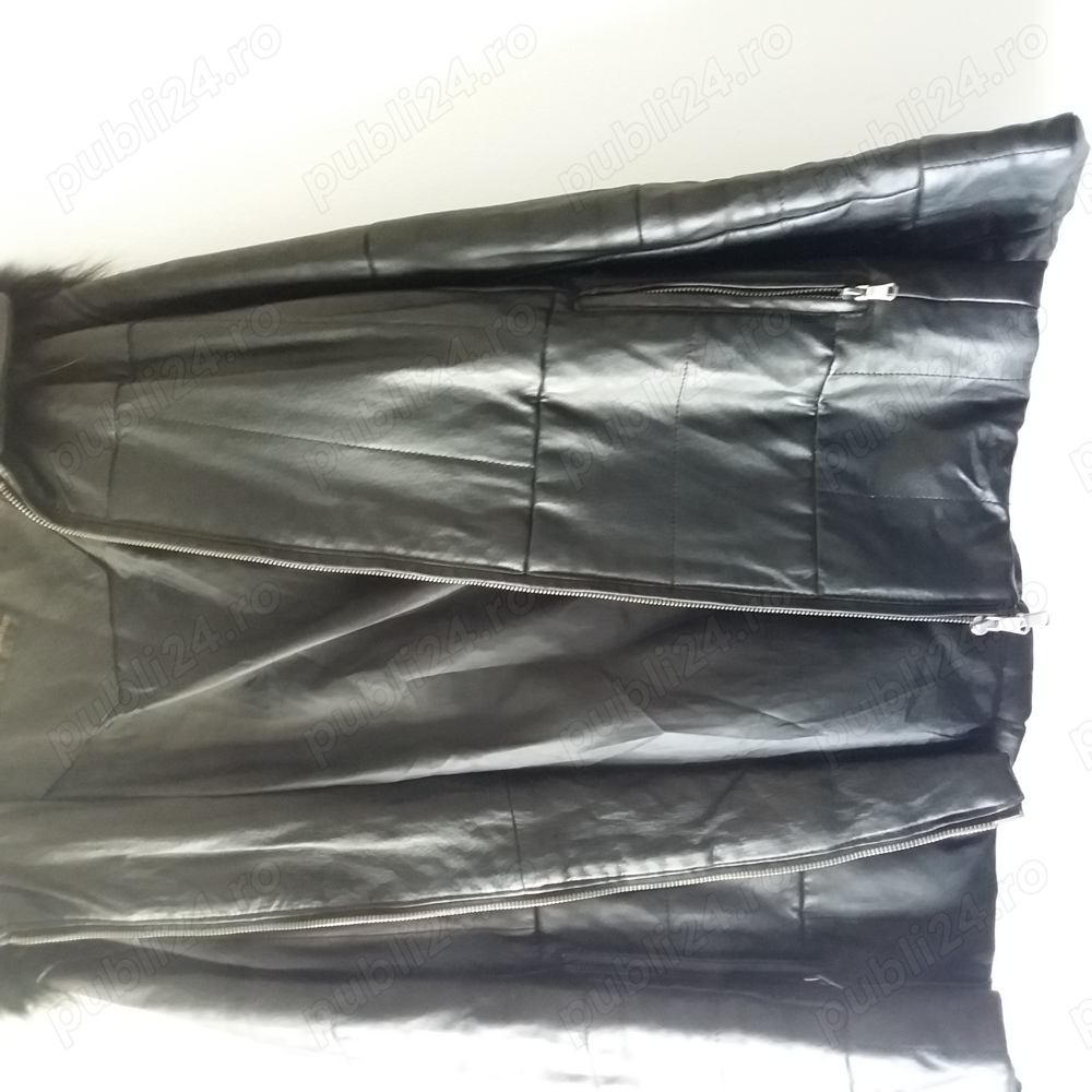 Geacă piele măsura 44 cu glugă detașabilă