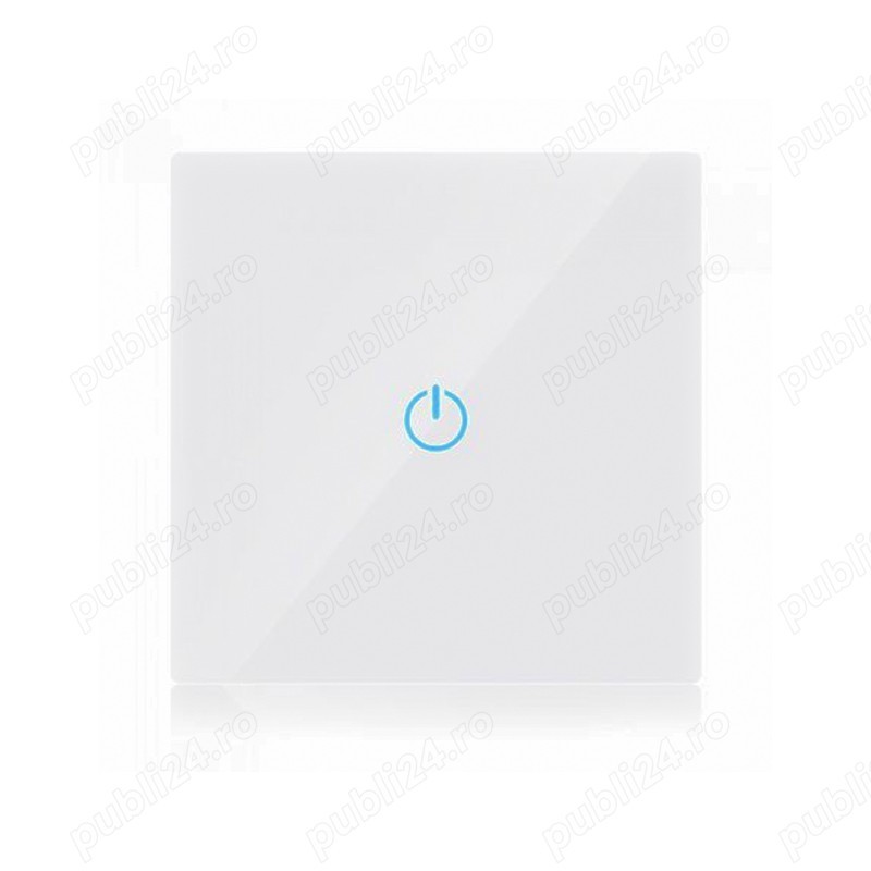 Intrerupator simplu din sticla cu touch alb