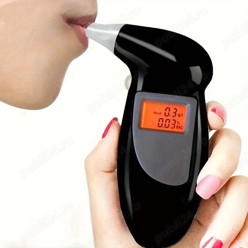 Etilotest  alcool tester 5 functii alcolemie, ceas, alarma, termometru, cronometru