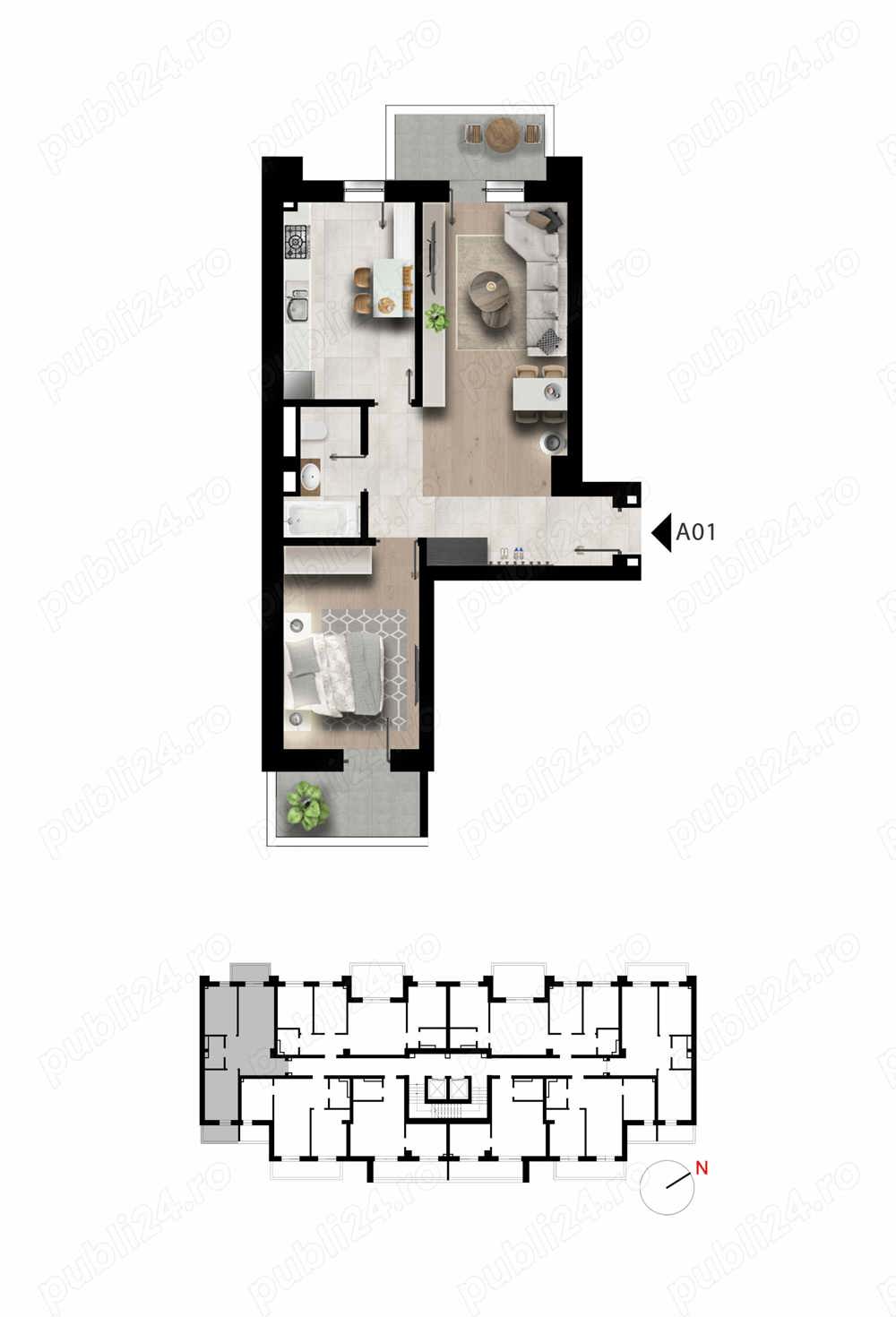 Apartament 2 camere decomandat, faza 4 Maniu 141