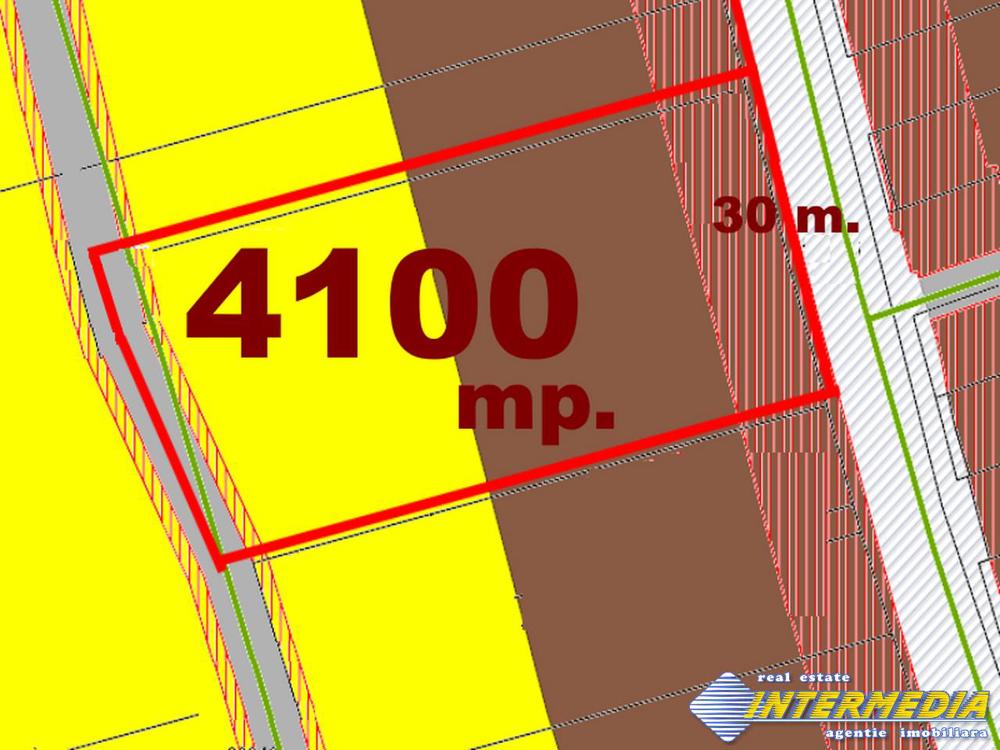 Teren Intravilan 4100 mp. PUZ aprobat P+3+(1) toate utilitatile, deschidere drum asfaltat 30,5 m