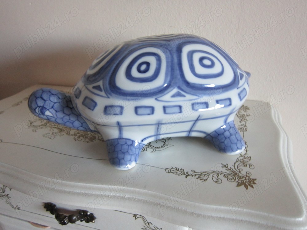 cadou rar Broască Țestoasă Marină  portelan handmade Thailanda 1980