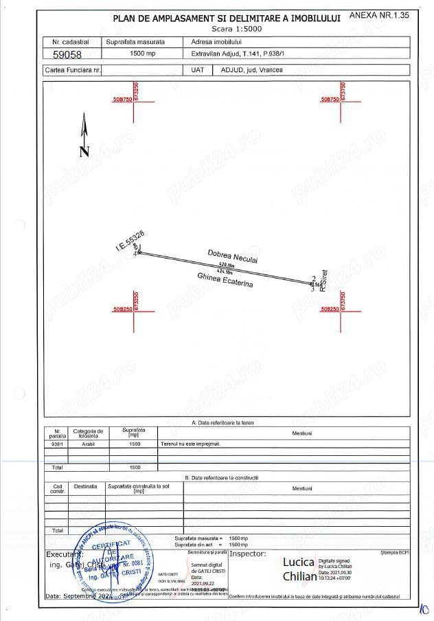 Oportunitate unică! Teren de 1500 Extravilan Adjud
