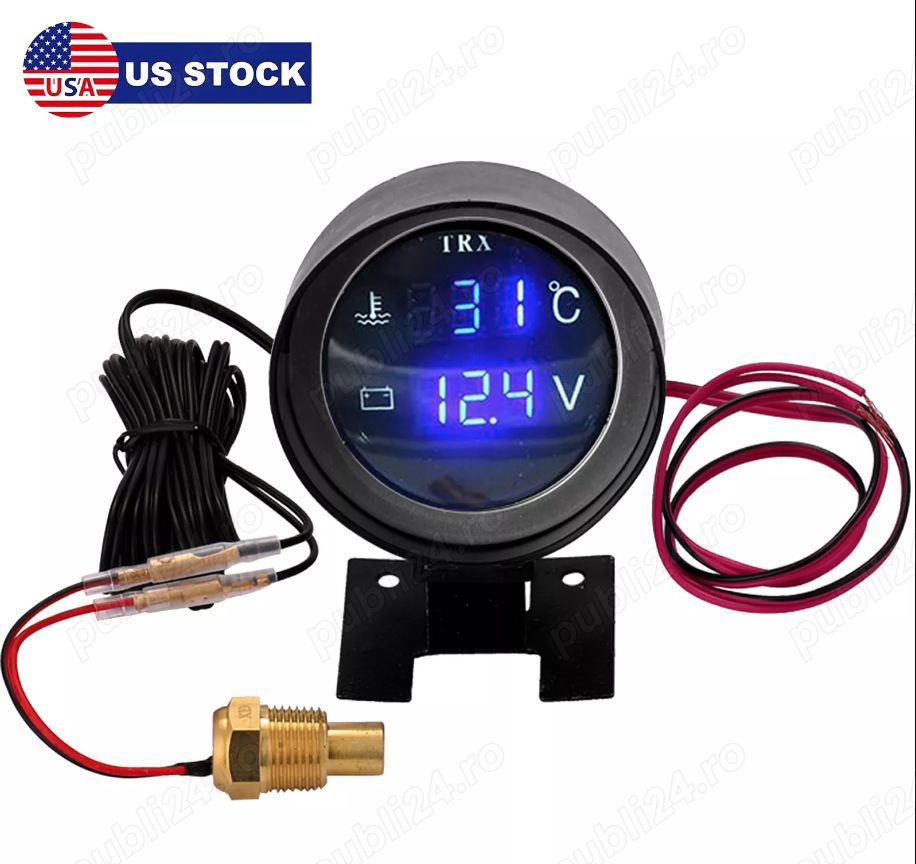 Ceas Indicator temperatura apa tensiune baterie cu alarma auto moto tractor