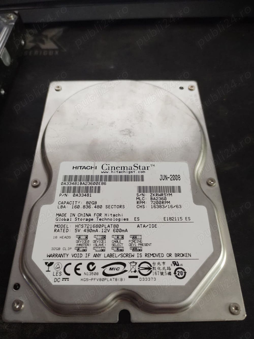 Hdd Hitachi 80gb pe ide
