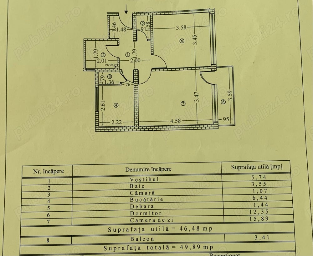 Vanzare apartament 2 camere strada Vigoniei