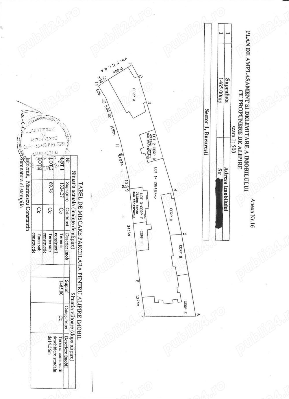 Teren vanzare 1465mp -Bucuresti zona Dorobanti-Eminescu     1800E mp