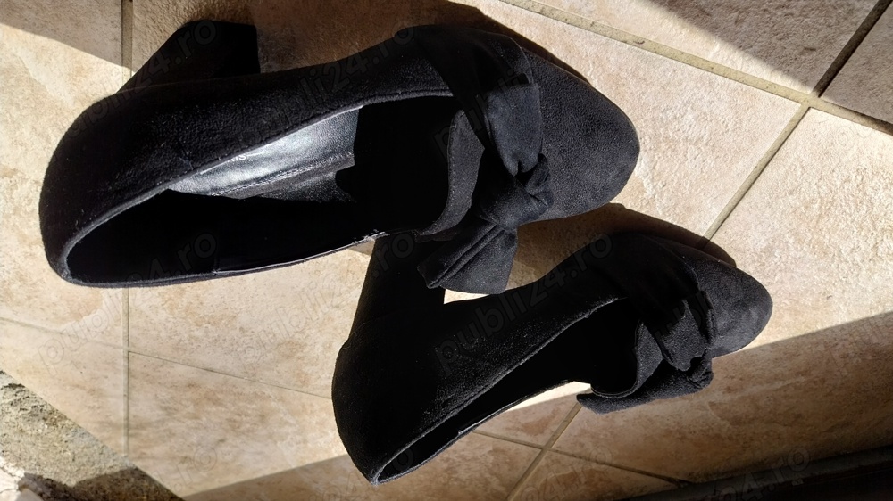Pantofi damă negri, C' M, catifea, No. 39