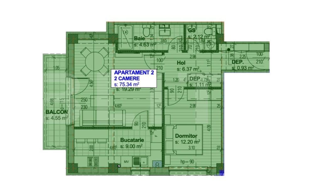 Apartament Nou, 61 mp utili, 2 camere decomandat Bloc Rezidential Nou