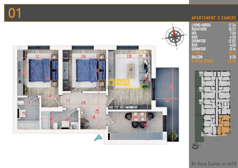 Apartament decomandat 3 camere Th. Pallady-Sector 3