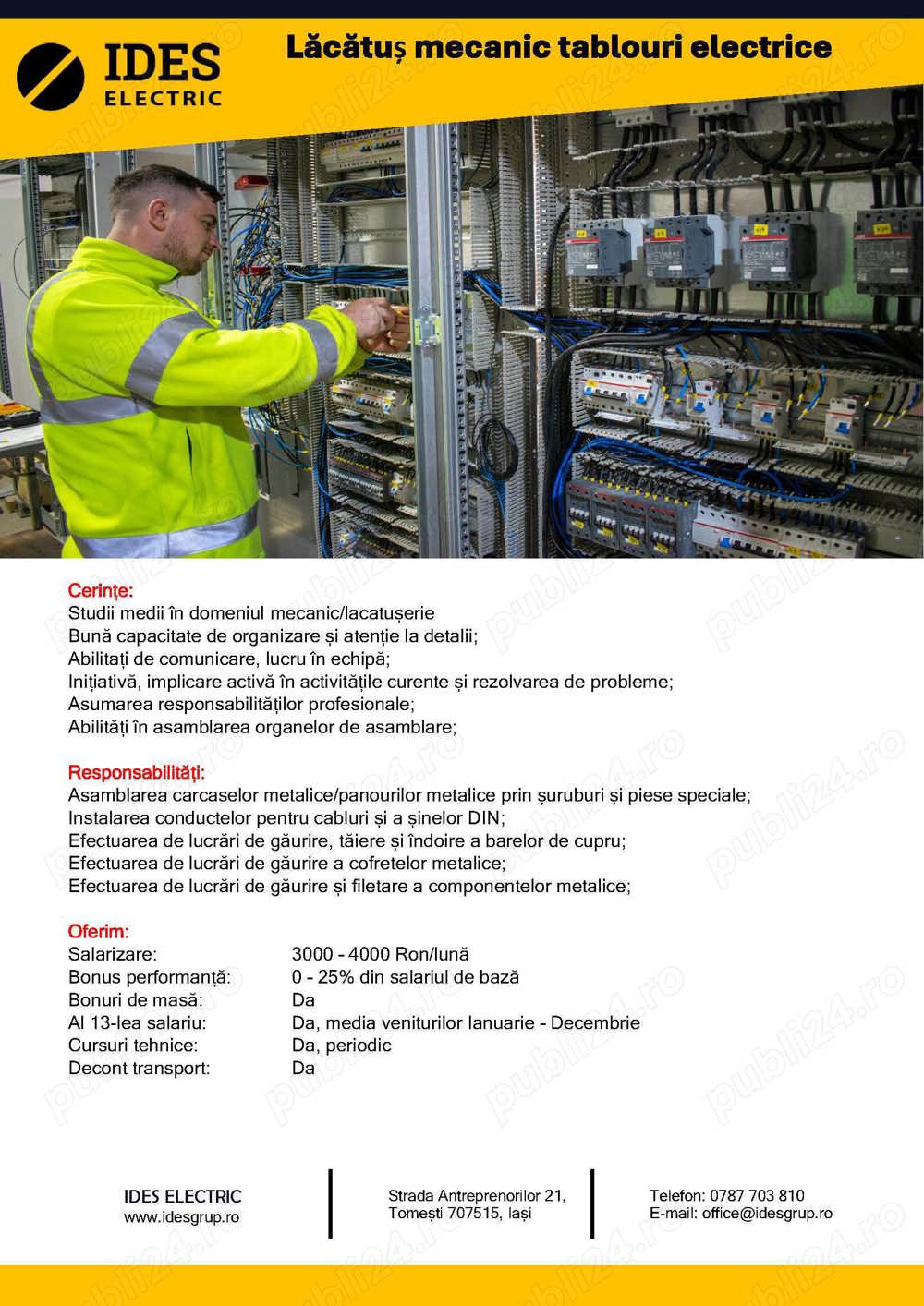 Lăcătuș mecanic tablouri electrice