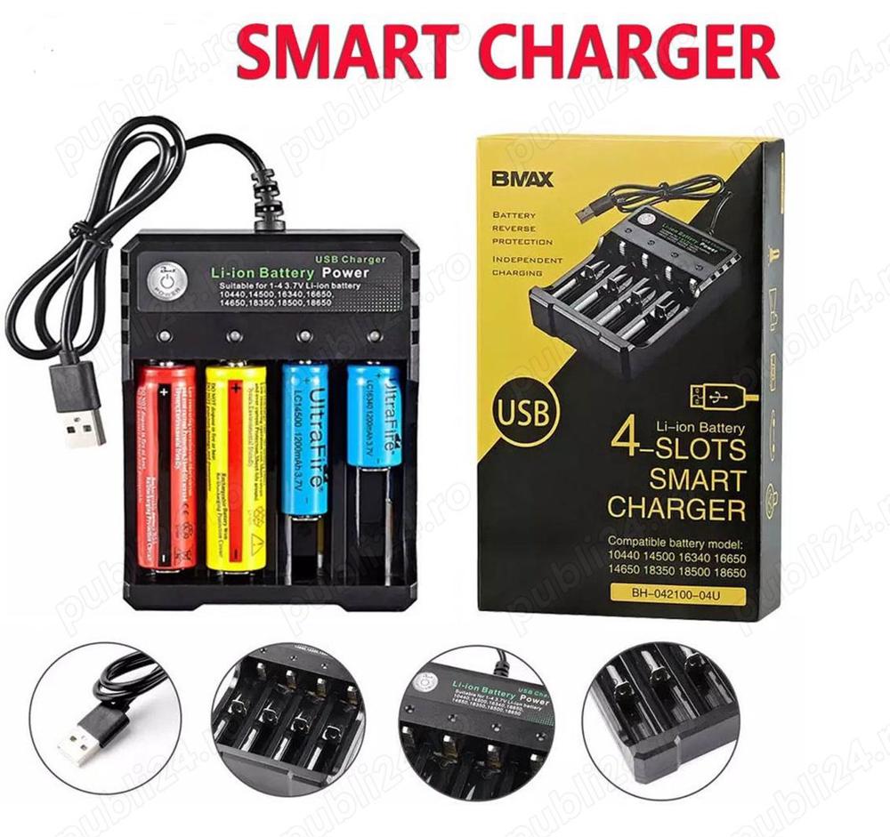 Incarcatoare smart acumulatori 18650 universal si orice acumulator celula litiu cilindric 