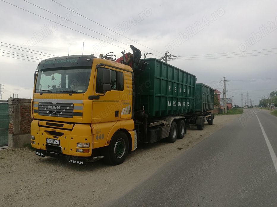 Camion abrollkipper, abroll, macara, graifer, remorca containere, deseri, fier vechi