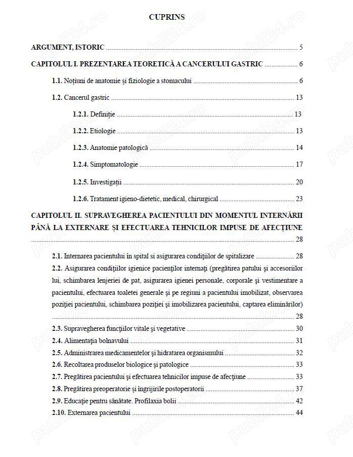 Îngrijirea pacientului cu Cancer Gastric