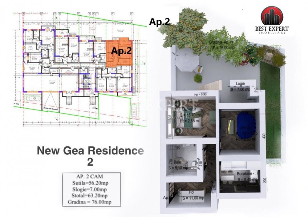 2 Camere Gradina Direct Dezvoltator-Zona linistita