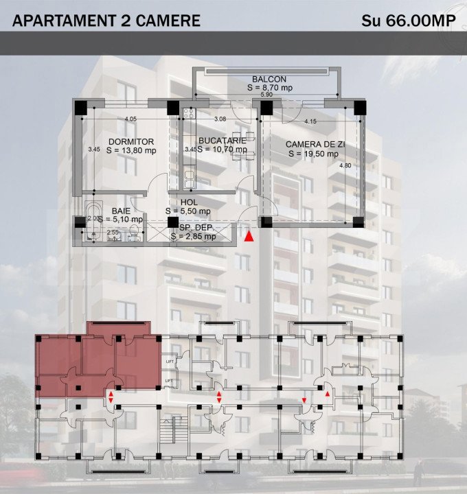 Apartament 2 camere, decomandat, 66mp, cartier Rovine