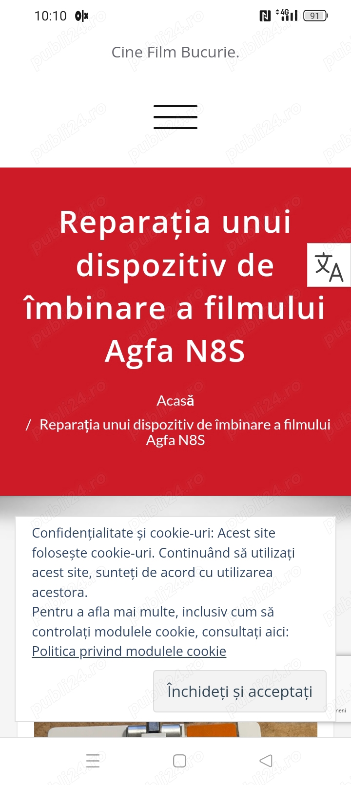 Dispozitiv pentru imbinarea filmului de 8 mm AGFA N8S Gdrmania