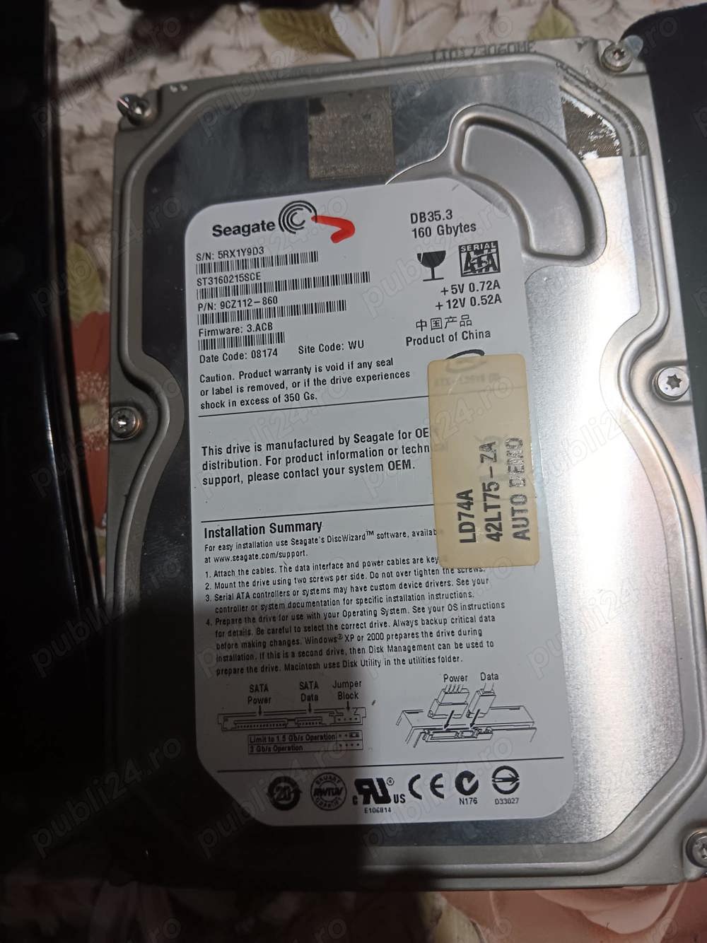 hdd sata segate 160gb 