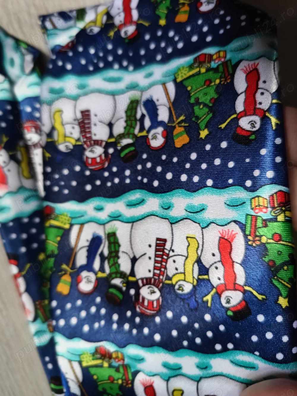  Cravată din satin de Crăciun cu oameni de zapada
