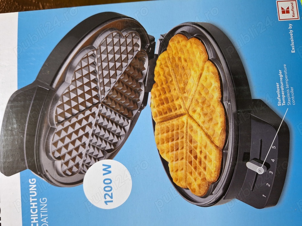 Aparat pentru  5 vafe   gofre , putere 1200W, strat antiaderent