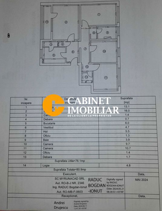 Dispecer Tatarasi - etaj 1 - 4 camere Decomandat