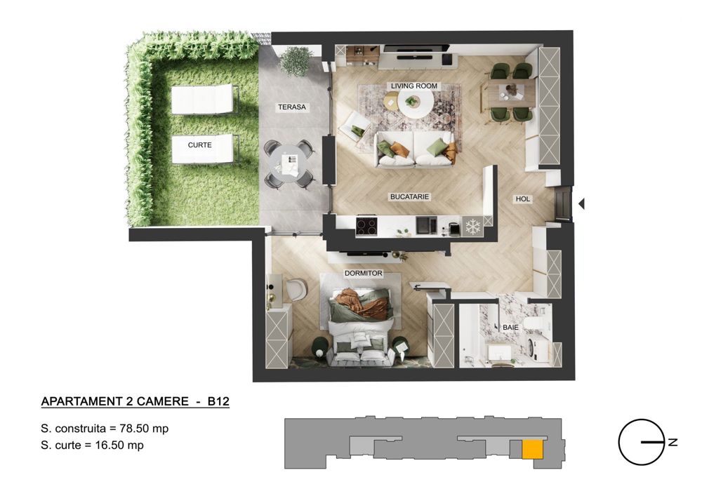 Apartament 2 camere | Pipera Plaza| Curte privata | Bloc Finalizat