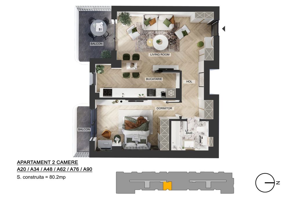 Apartament 2 camere | Pipera Plaza | 2 Terase | Bloc Finaliza