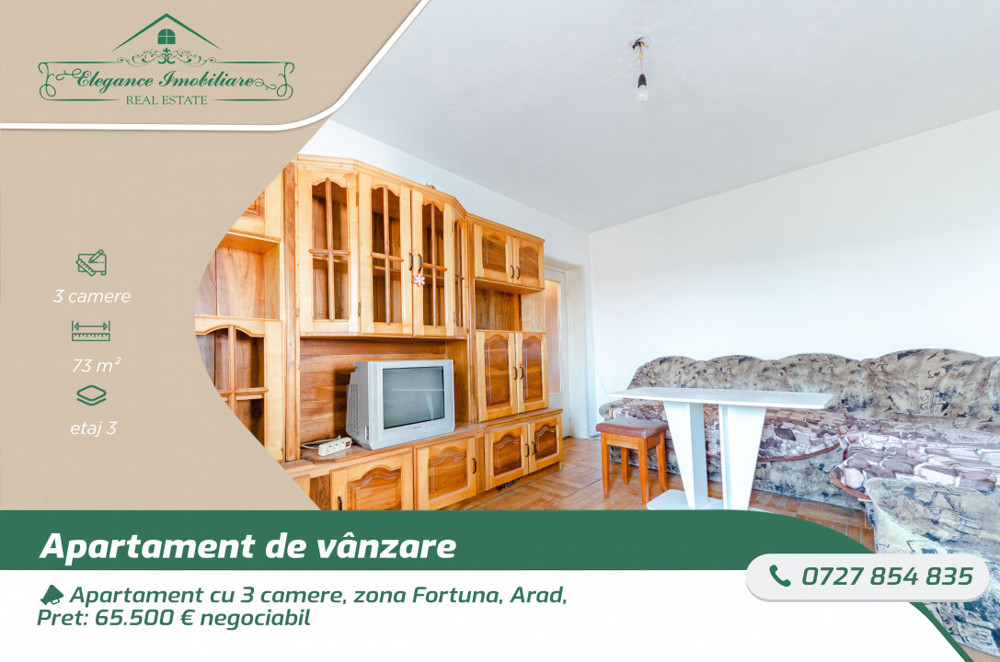 Apartament cu 3 camere, zona Fortuna, Arad