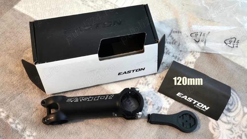 Pipa Easton EA90 SL 31.8 Stem 7  - black anodized 120mm + suport GARMIN 