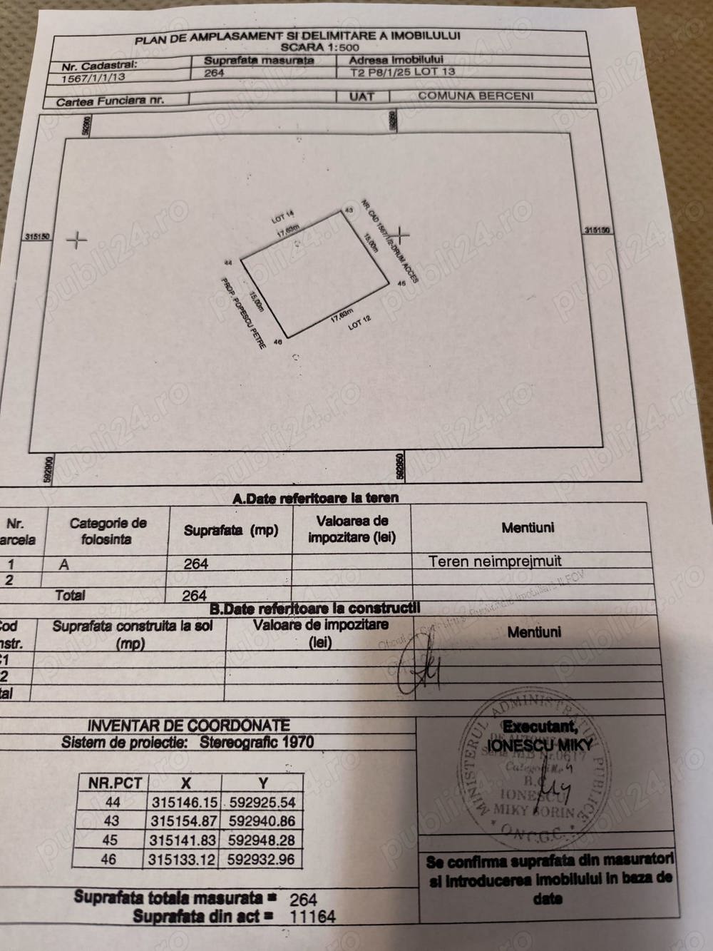 Teren  - str. Miorita, Berceni - bun prilej de investitie!