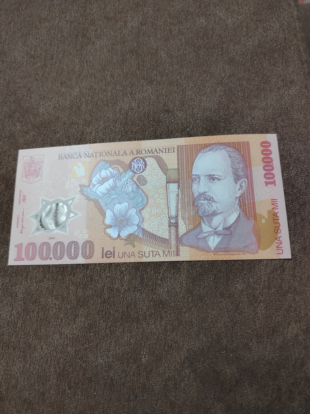 Vand bancnota 100000 Ron an 2001, noua stare impecabila