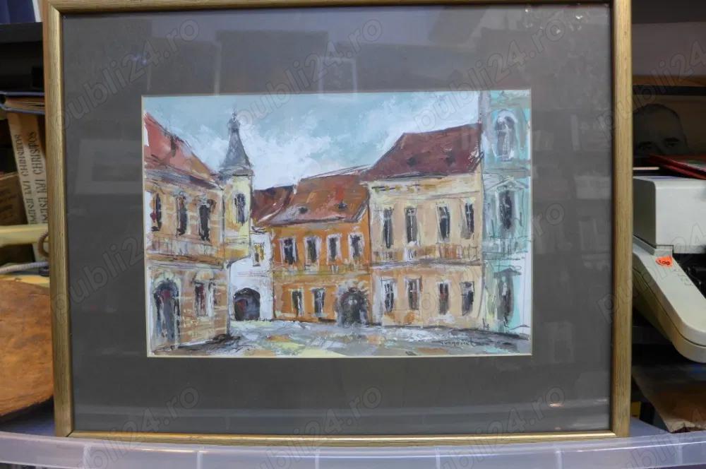 Constantin Grigoruta - Peisaj Stradal - Tehnica mixta 50 40cm