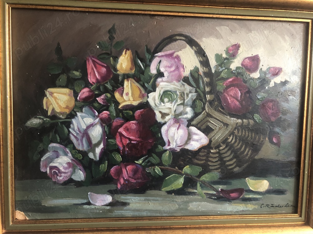 Pictura C. Radulescu - "Cos cu flori"