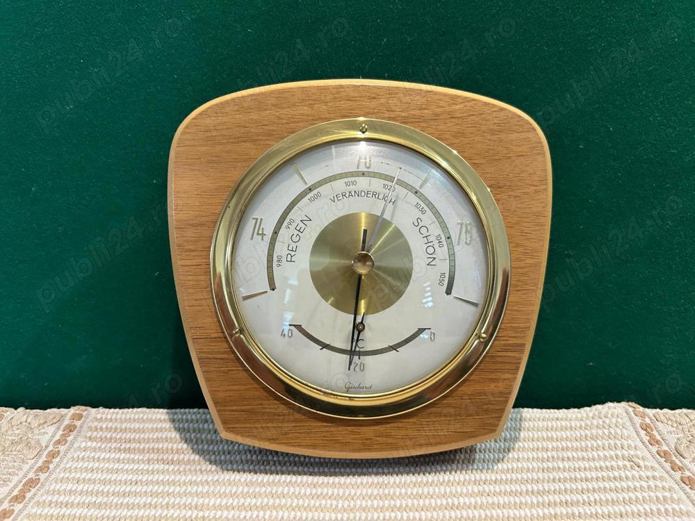 Statie meteo analogica, de colectie, din lemn masiv, Gischard