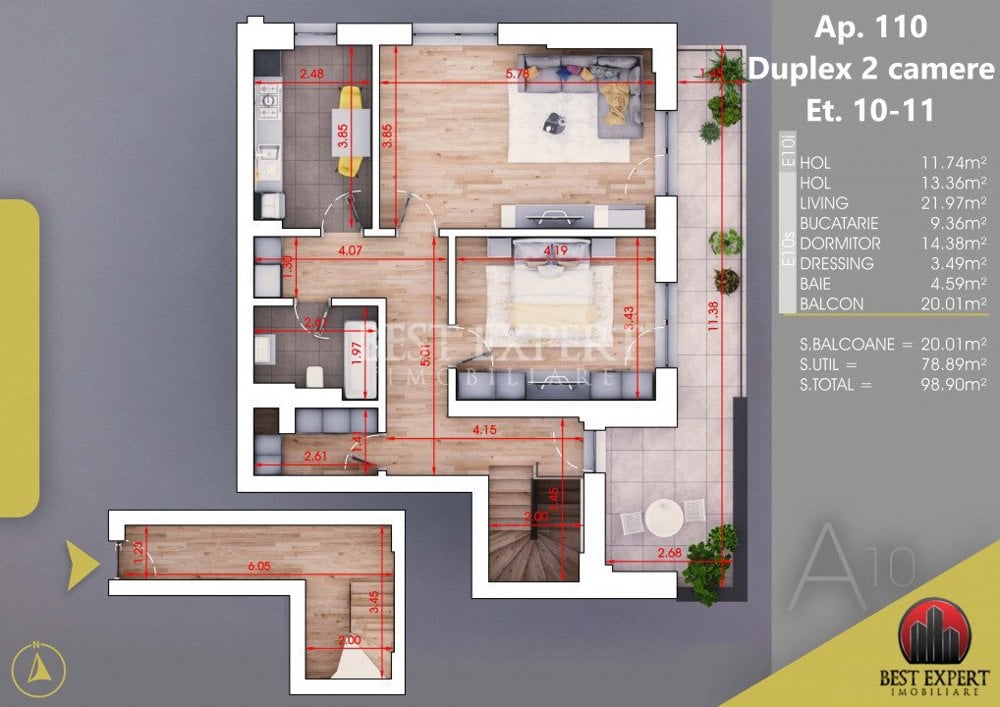 Duplex 2 camere Parcare Bonus-Mutare Rapida/Credit Ipotecar 15%