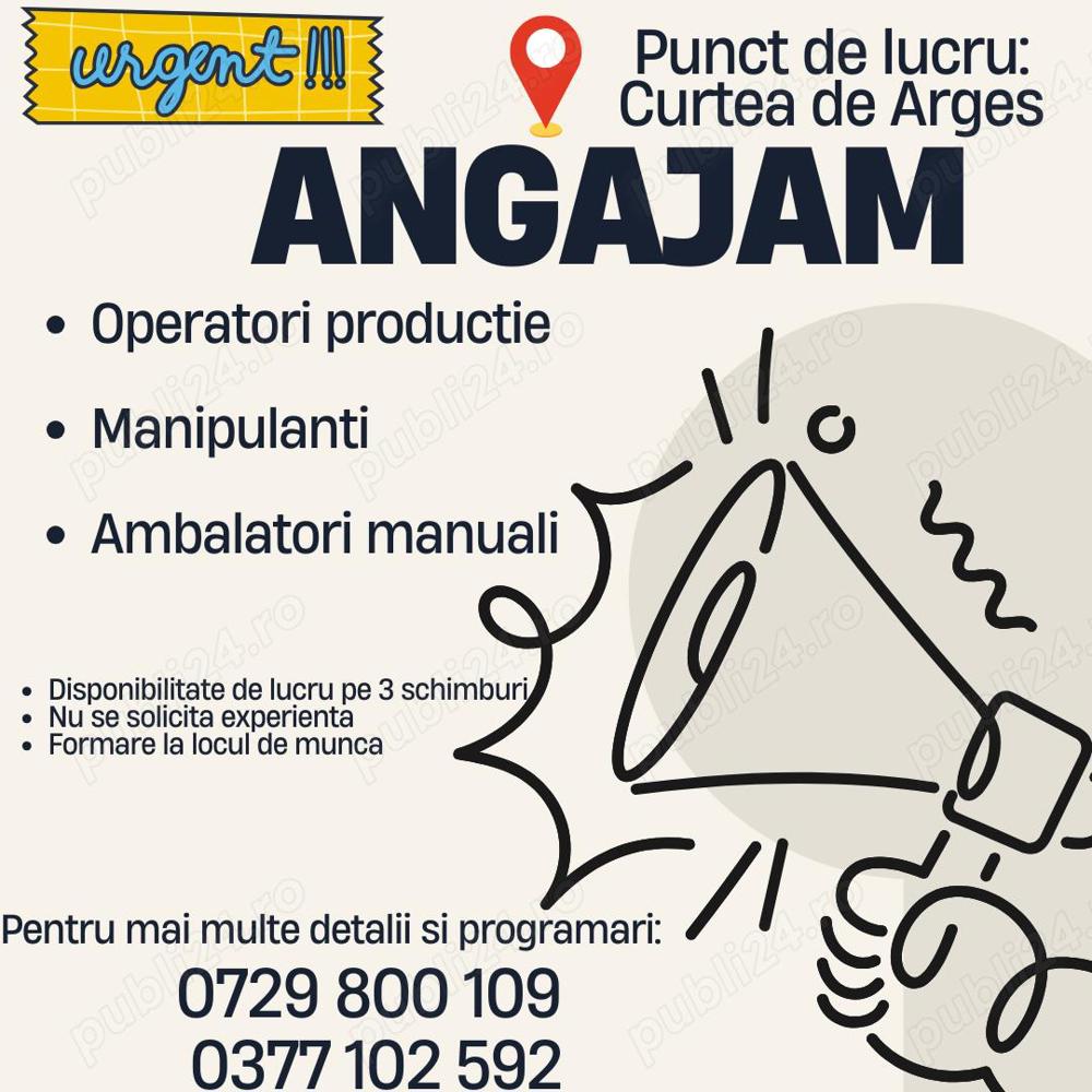 Angajam operatori productie pentru o firma din Curtea de Arges