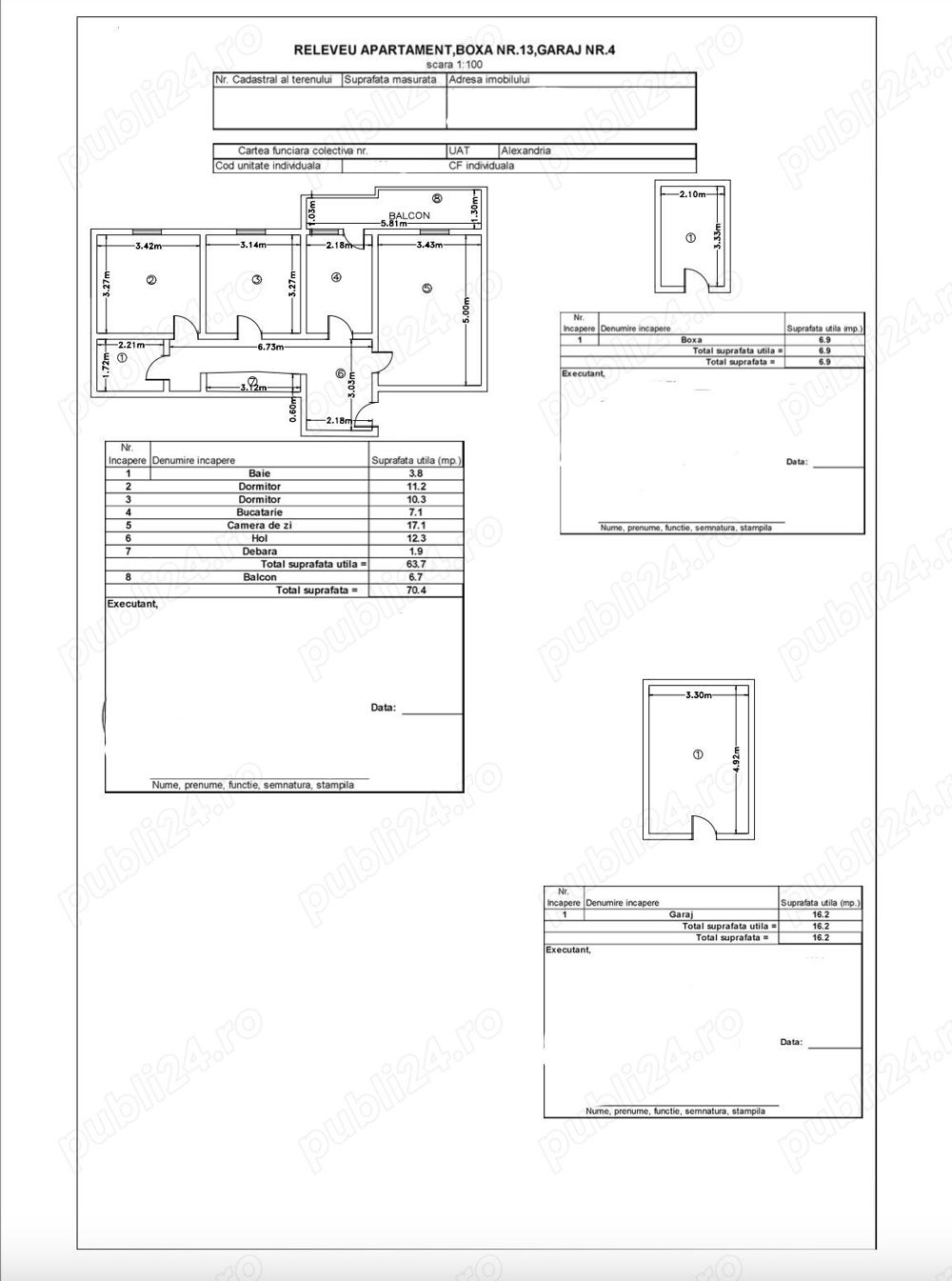 Apartament de 3 camer , cu boxa si garaj, ultracentral, Alexandria